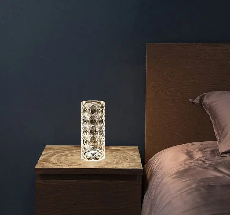Nordic Crystal Lamp USB Table Lamp with Touch Dimming and RGB Color Changing Light for Bedroom and Home Decor
