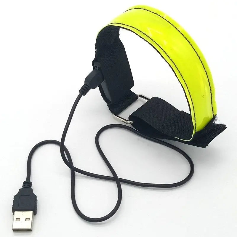 LED luminous arm band for running, outdoor sports, and festivals with adjustable size, multiple light modes, and replaceable batteries for maximum visibility and safety