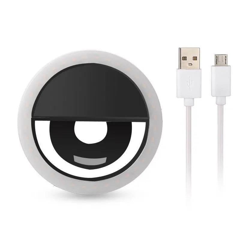 Mobile phone fill light with USB charging, adjustable brightness for selfies, video calls, and small jewelry shoots, perfect for content creators