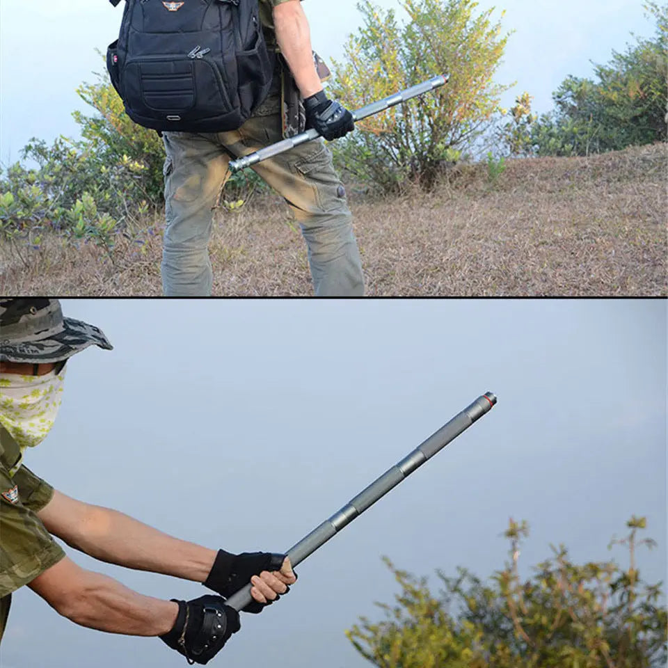 Outdoor Tactical Stick Alpenstock – Multifunctional Hiking, Camping & Survival Tool with Knife, Compass, and Whistle