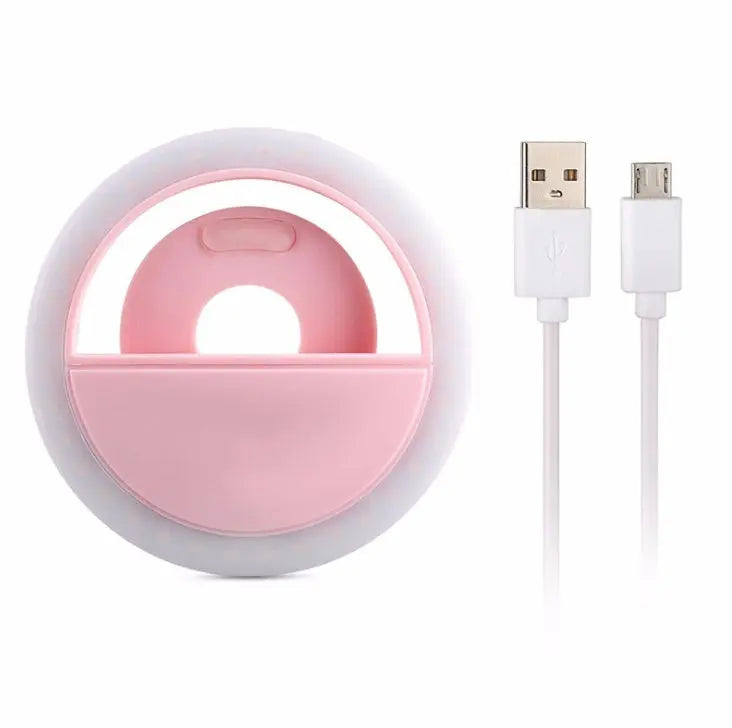 Mobile phone fill light with USB charging, adjustable brightness for selfies, video calls, and small jewelry shoots, perfect for content creators