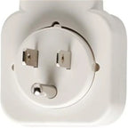 Compact power strip extender with plastic material on white background