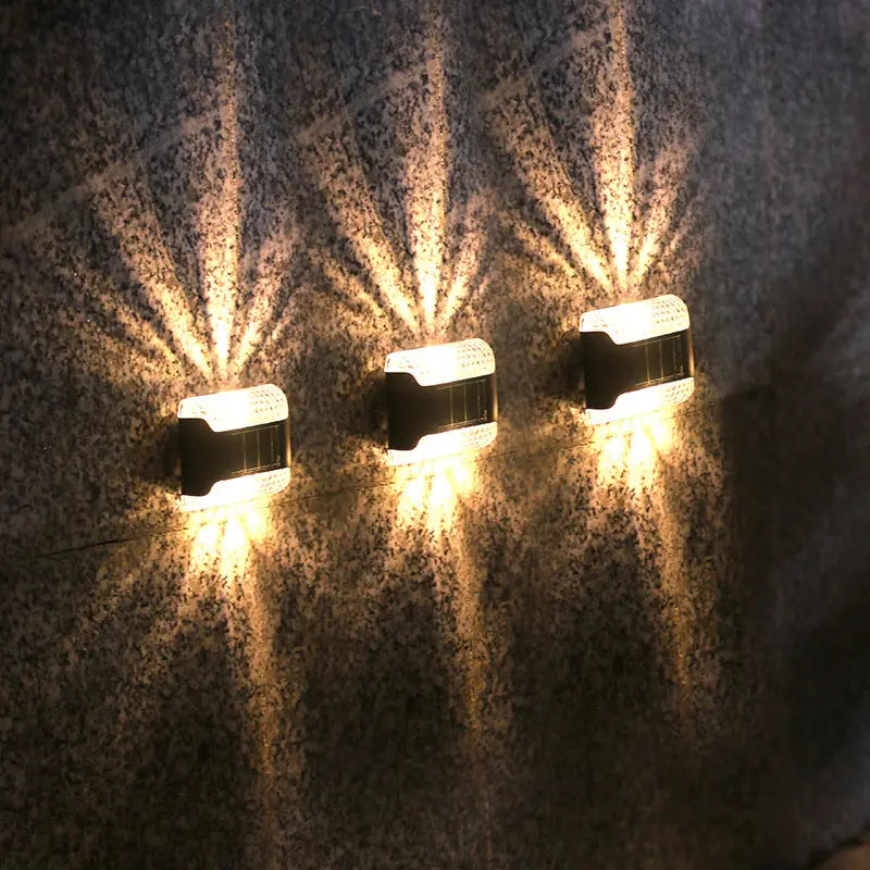 Solar wall lamp for outdoor courtyards with LED lights, waterproof and energy-efficient, perfect for garden or pathway lighting