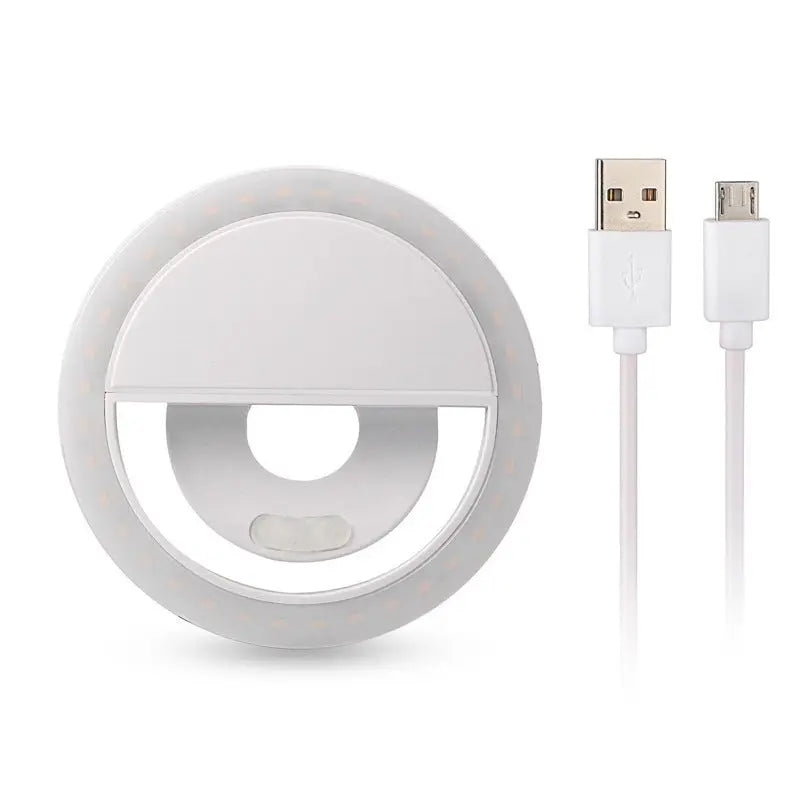 Mobile phone fill light with USB charging, adjustable brightness for selfies, video calls, and small jewelry shoots, perfect for content creators