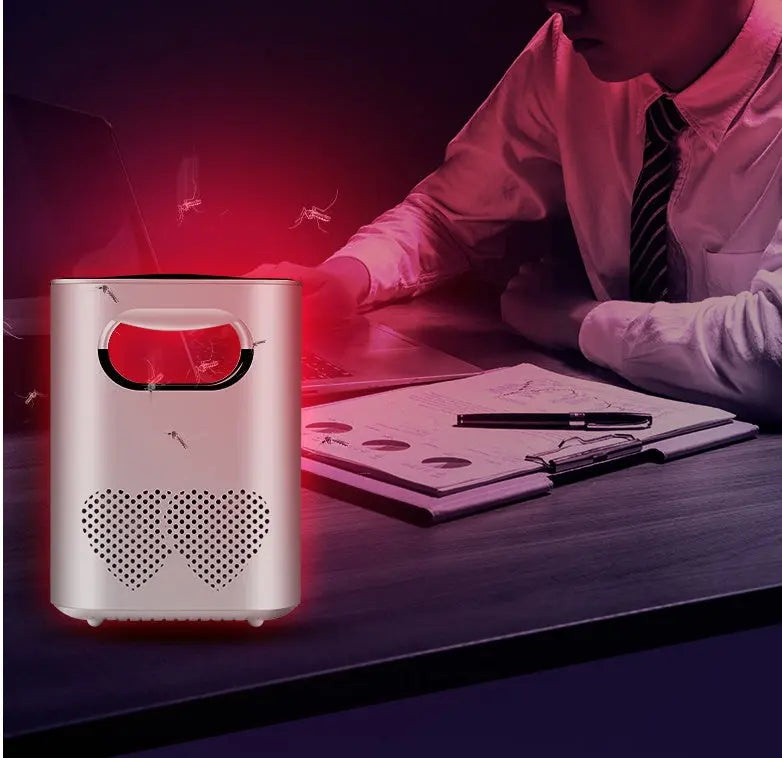 USB-powered mosquito killer lamp in black and white with silent inhalation fan and triple anti-escape technology
