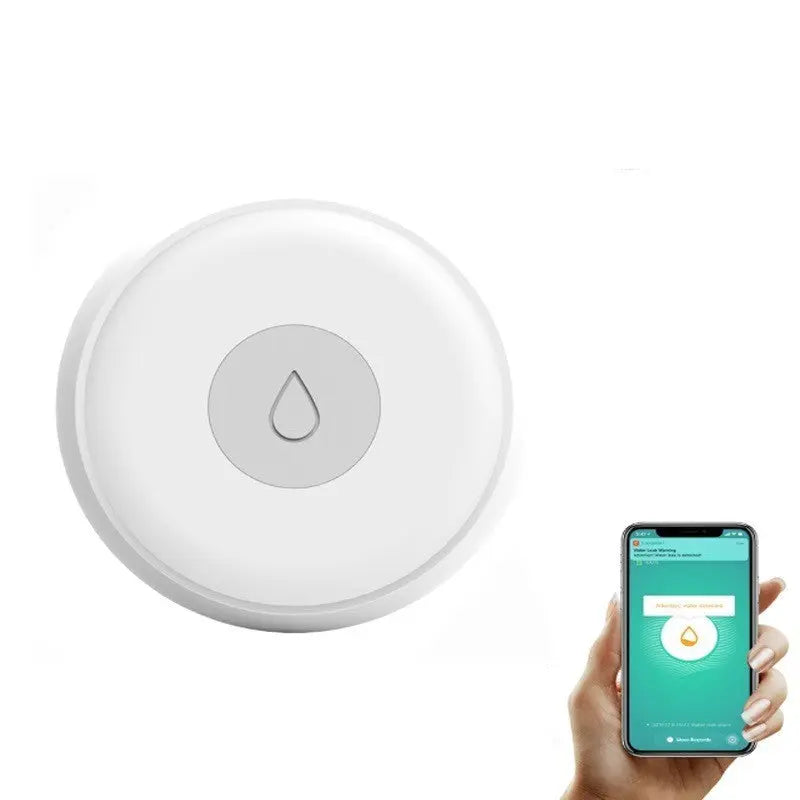 Compact water level sensor installed in laundry room for leak detection
