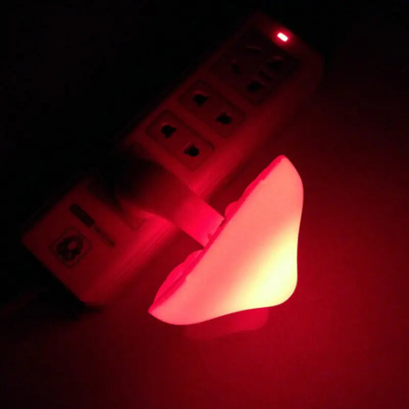 LED mushroom night light with light-control sensor, warm yellow light, EU US plug for bedroom, bathroom, and home decor