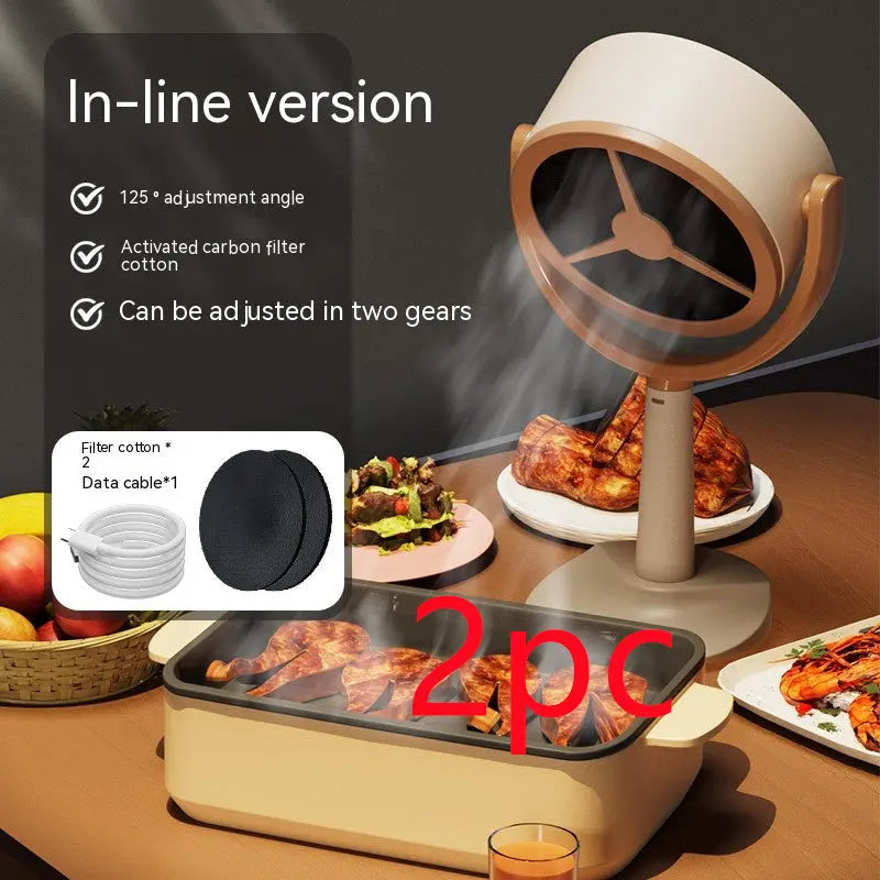 Compact USB rechargeable desktop range hood in black for kitchen ventilation