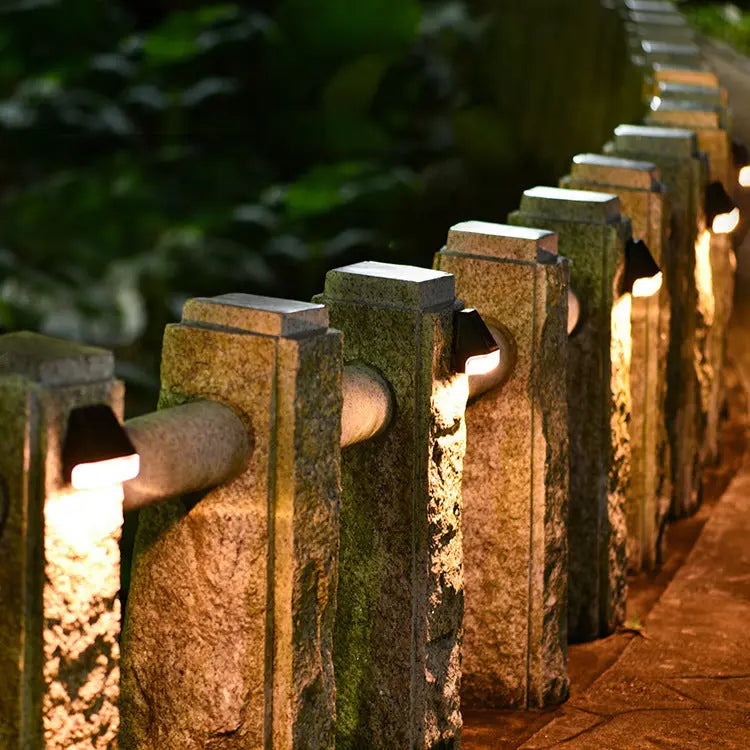 Solar outdoor LED wall light with rainproof design, ideal for courtyard, garden, stairs, and fence lighting