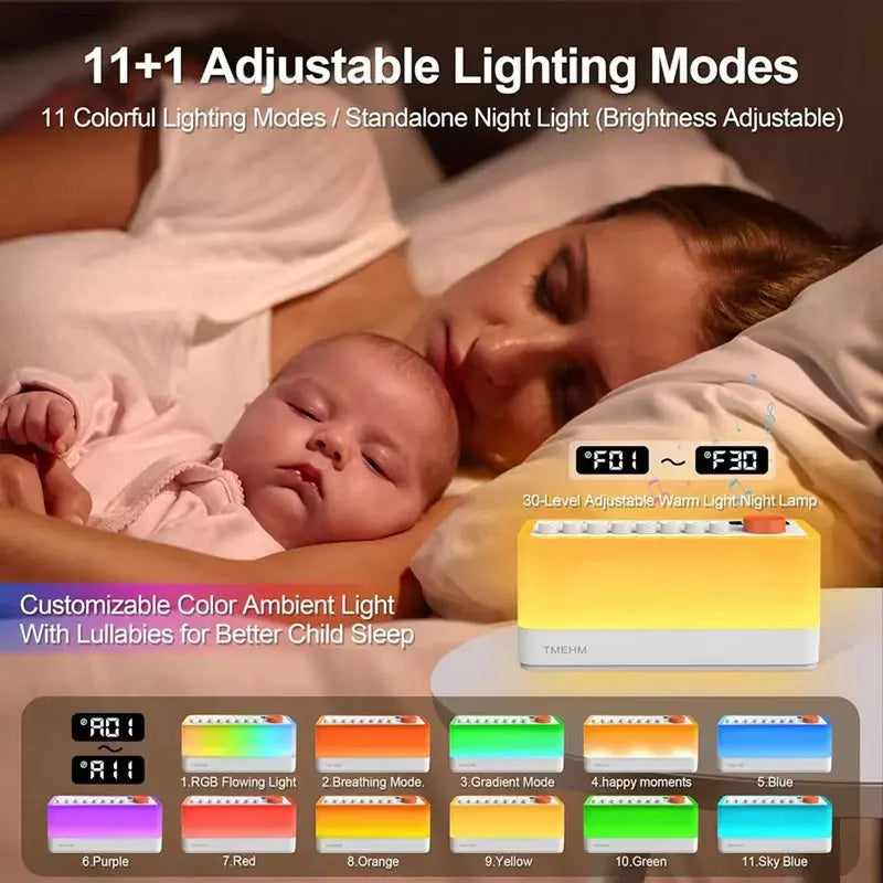 White Noise Sleep Sound Machine DIY Bluetooth-compatible Stereo Light RGB Seven-color Atmosphere Night Light - Inelectron Store