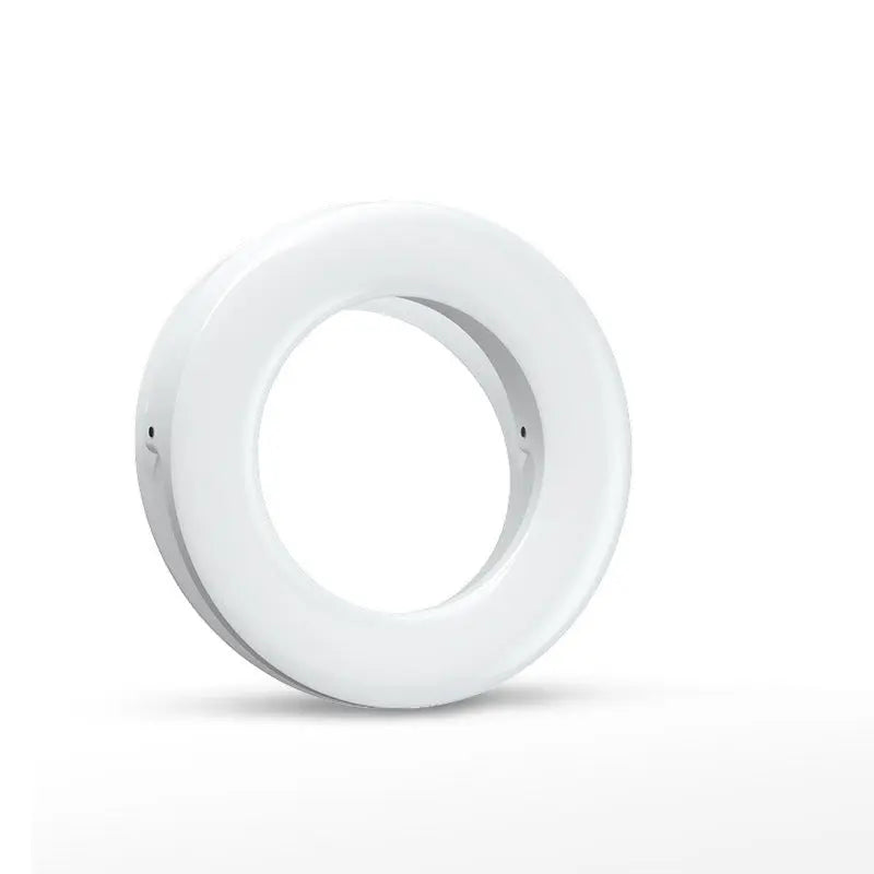LED selfie ring light with adjustable brightness, compact design, rechargeable battery, perfect for photography, video, and live streaming