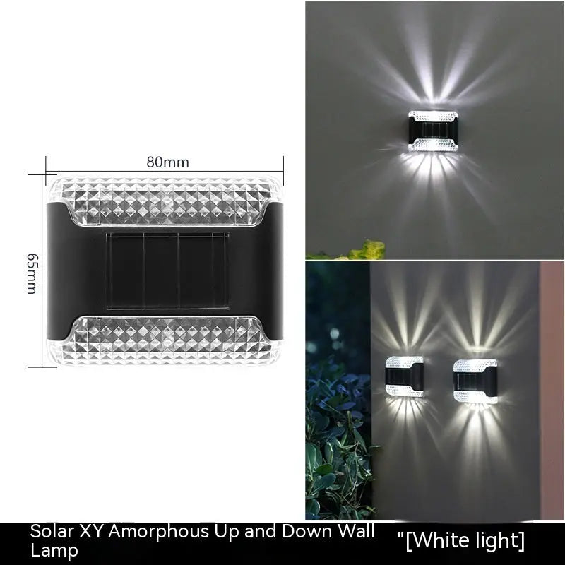 Solar wall lamp for outdoor courtyards with LED lights, waterproof and energy-efficient, perfect for garden or pathway lighting