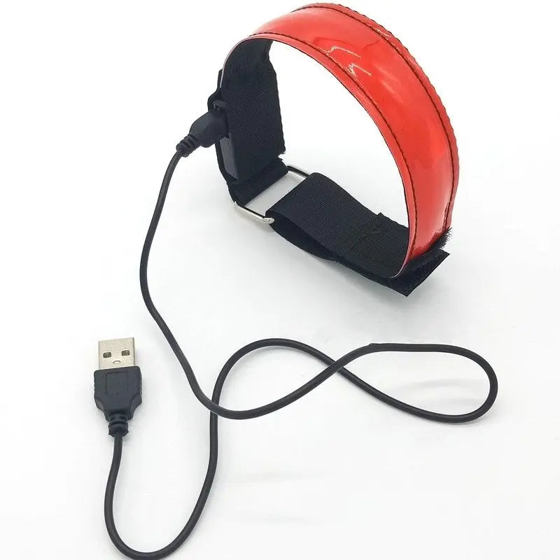 LED luminous arm band for running, outdoor sports, and festivals with adjustable size, multiple light modes, and replaceable batteries for maximum visibility and safety