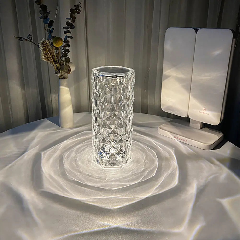Nordic Crystal Lamp USB Table Lamp with Touch Dimming and RGB Color Changing Light for Bedroom and Home Decor