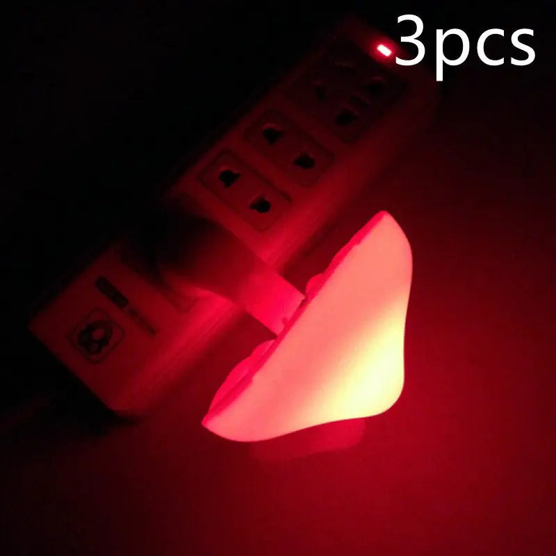 LED mushroom night light with light-control sensor, warm yellow light, EU US plug for bedroom, bathroom, and home decor