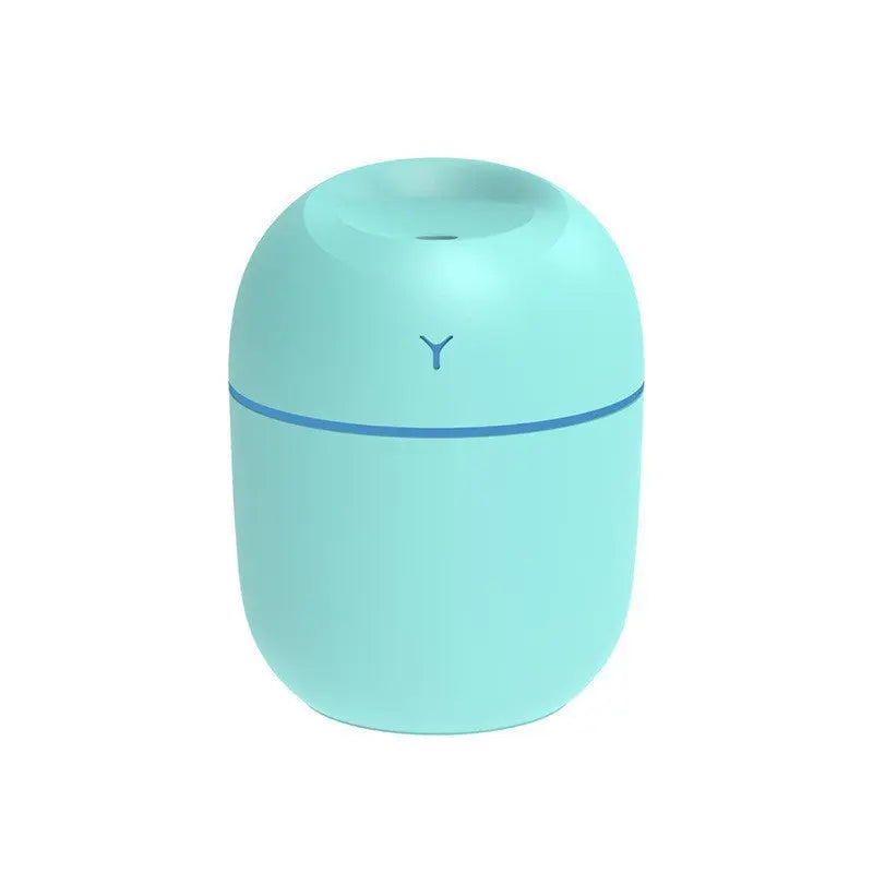 USB-powered mini humidifier in white, pink, and green – quiet 220ml ultrasonic diffuser for office desk or car