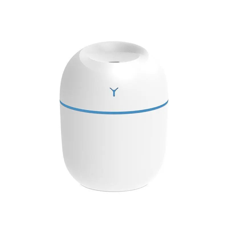 USB-powered mini humidifier in white, pink, and green – quiet 220ml ultrasonic diffuser for office desk or car