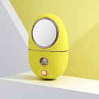 Close-up of facial moisturizer humidifier showing the cold spray mist and 3 gear settings