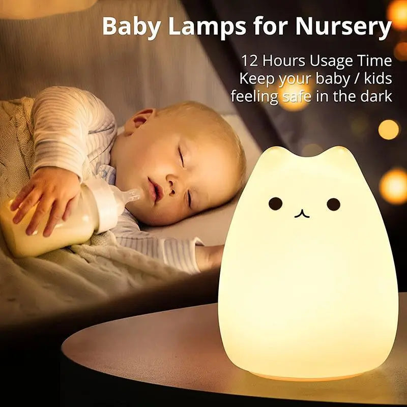 Fall Cute Cat LED Color Night Light, Desktop Atmosphere Bedside Lamp for Bedroom Decoration, LED Desktop Light for Party Festival Birthday Gift, Girls Bedroom Furniture