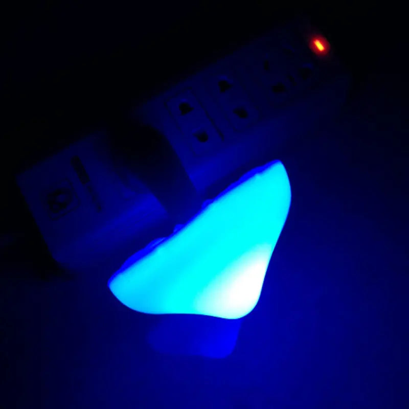 LED mushroom night light with light-control sensor, warm yellow light, EU US plug for bedroom, bathroom, and home decor