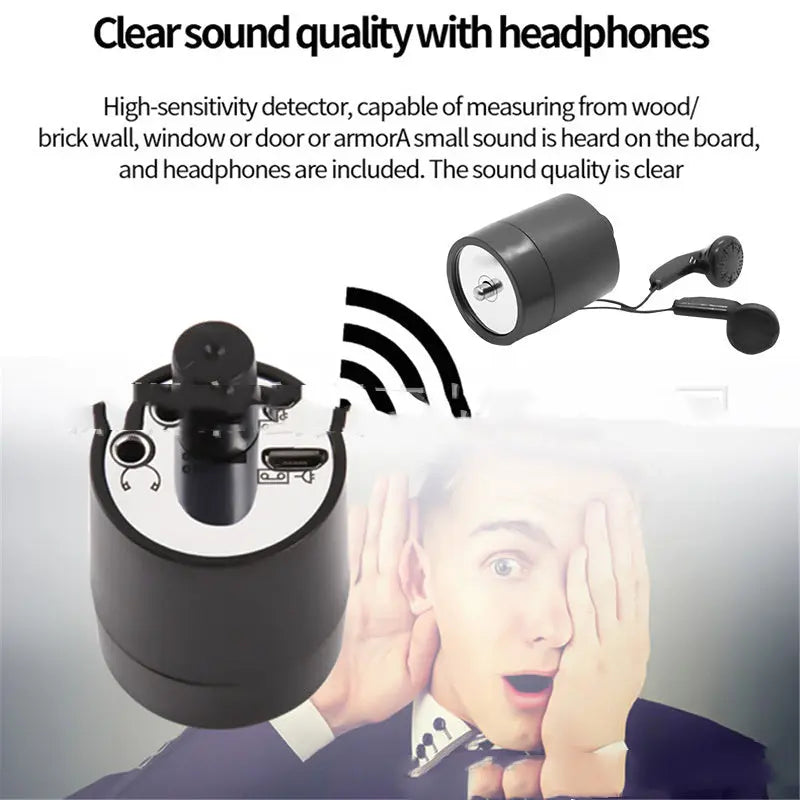 High-Sensitivity Wall Sound Amplifier and Pipe Leak Detector Device – Rechargeable and Compact