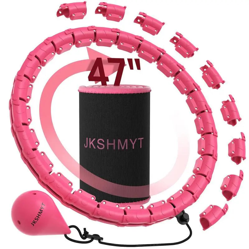 Weighted Hula Circle for Adults, Infinity Hoop Fit plus Size 47 Inch/120Cm, Include 24 Detachable Links and Waist Trainer for Women, Home Workout Equipment