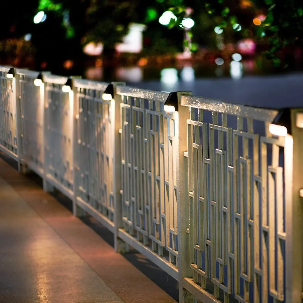 Solar outdoor LED wall light with rainproof design, ideal for courtyard, garden, stairs, and fence lighting