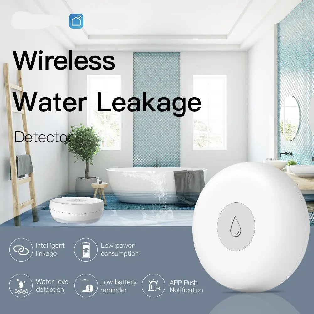 Water level sensor detecting leak near kitchen sink for home safety