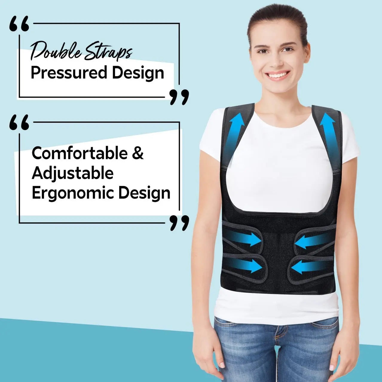 Close-up of breathable material and ergonomic construction of brace